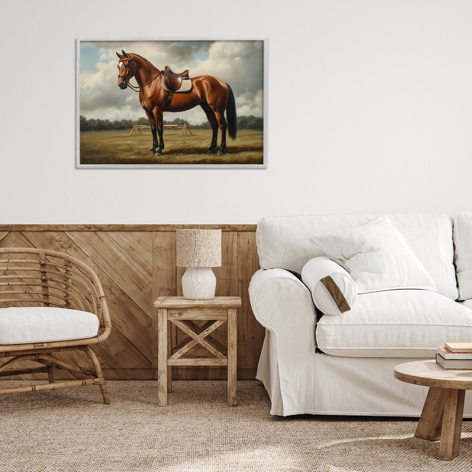 Stupell Industries Red Mare in Pastoral Landscape Gray Framed Giclee Art, design by Petal Prints Design