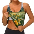 thumbnail image 3 of Gukieu Mountain Daisy Meadow Print Women's Sports Vest, Low-neck U-shaped Removable Pad Sports Bra for Yoga, Exercise, Dance-X-Large, 3 of 8