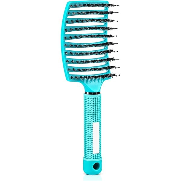 wonima11 Hair Brush, Wet & Dry Detangling Brush for Blow Drying, Curved Vented Brush for Women Kids, Detangler Brush for Wet Dry (Light Blue)