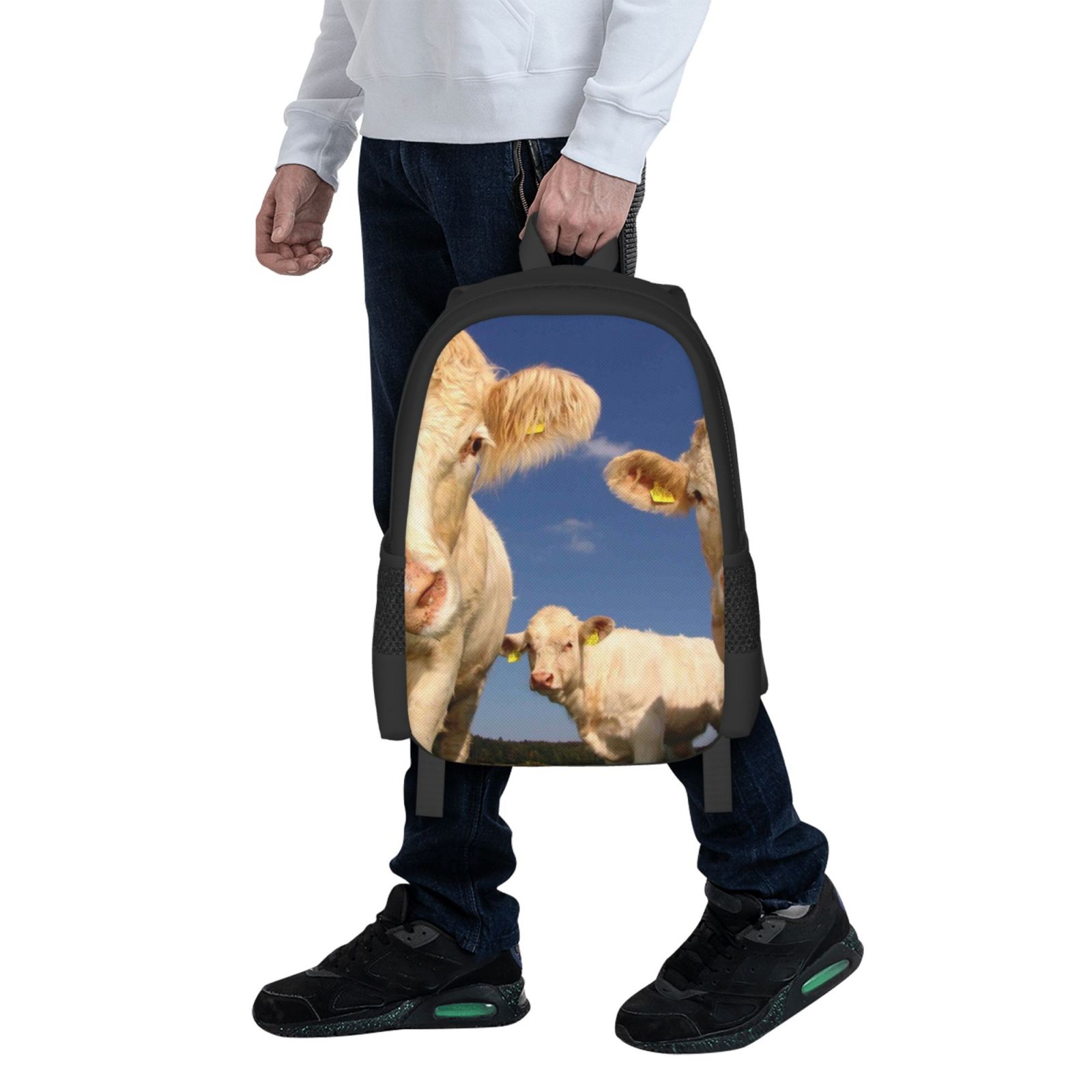 Vsdgher Cows Cattles Print Backpack for Women Men School Bookbag with Laptop Compartment for College Work Travel, Simple Fashion Casual Daypack, Fit 15" Laptop