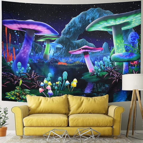 psychedelic mushroom tapestry fantasy plant wall tapestry galaxy space tapestry starry