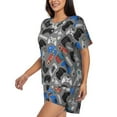 thumbnail image 2 of Bingfone Video Game Print Pajamas Sets for Women Soft Short-Sleeved Pjs with Lounge Shorts Two Piece Sleepwear, 2 of 8