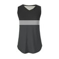thumbnail image 5 of Goodeals Summer Sleeveless Shirts Women Cute Striped Color Block Tank Tops V Neck Tunics Loose Fit Clothes Curve Hem 2025 Fashion(Dark Gray,L), 5 of 7