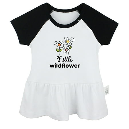 

Little Wildflower Funny Dresses For Baby Newborn Babies Skirts Infant Princess Dress 0-24M Kids Graphic Clothes (Black Raglan Dresses 12-18 Months)