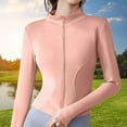 thumbnail image 6 of yuksok Gym Tops Women with Windproof Stand up Collar Casual Full Zip Running Jacket Large Pink, 6 of 9