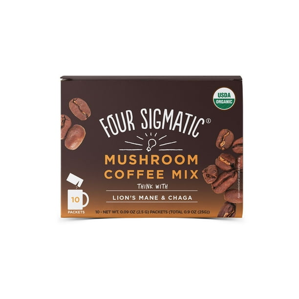 Four Sigmatic Mushroom Instant Coffee Packets with Lions Mane & Chaga, 10 ct