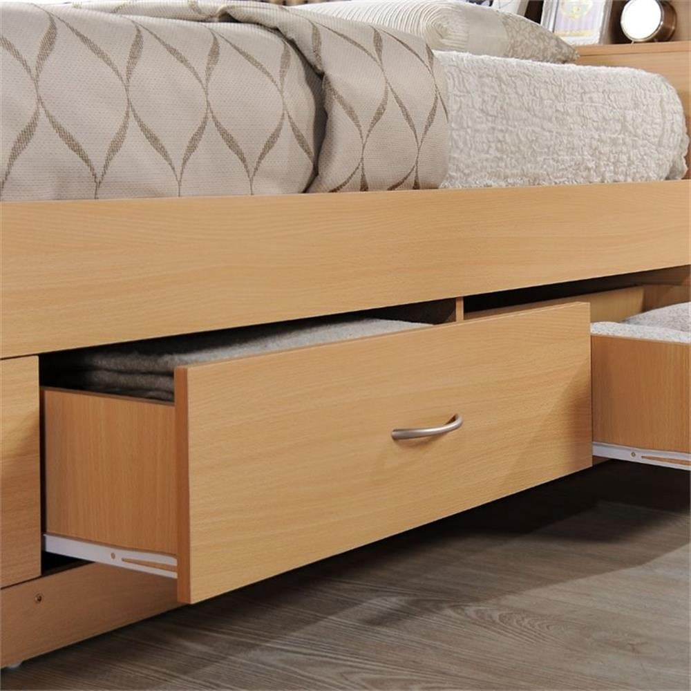 Pemberley Row Engineered Wood Beech Twin Captain Bed Rectangular With Storage 35" H x 41.4" W x 84.5" D Unassembled