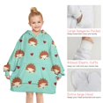 thumbnail image 6 of Cute Hedgehog and Love Blanket Hoodies for Kids 6-13YR Oversize Wearable Blanket Hoodies for Boys Girls Teens, 6 of 7