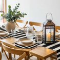 thumbnail image 6 of Black Beige Striped Round 13 Inch Placemats Set of 8, Vintage Geometric Line Simple HeatResistant Non Slip Place Mats for Dining Table, Wipeable Braided Kitchen Table Mats for Housewarming, 6 of 9