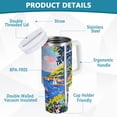 thumbnail image 2 of Yayeee 40oz Stainless Steel Tumbler with Straw and Handle Double-Wall Insulated Travel Water Bottle, Pink Floral Window, 2 of 8