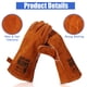 thumbnail image 2 of Guantes de soldadura QeeLink de piel forrada resistentes al calor y al fuego, 2 of 6