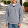 thumbnail image 6 of Cethrio Boys Half Zip Sweatshirts Size 10-12, Waffle Knit Long Sleeve Casual Pullover Boys Fall Tops Gray, 6 of 7