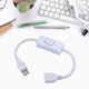 thumbnail image 2 of Cable adaptador de extensión USB de 30 cm con interruptor de encendido y apagado para lámpara USB, línea de ventilador USB, blanco, 2 of 5
