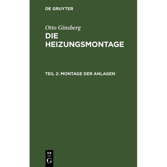 Montage Der Anlagen, (Hardcover)