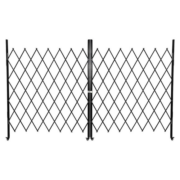 Single Folding Security Door, Portable Expandable Steel Accordion Gate with 360° Rolling Wheels, Flexible Fence Barrier for Courtyards, Garages & Gardens – Black
