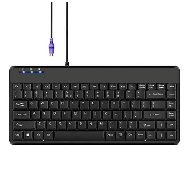 Perixx Perixx Periboard409P Wired Ps2 Mini Keyboard, Black, Us English