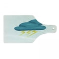 thumbnail image 1 of Teal and Yellow Cutting Board, Cloud with Thunderbolts Cartoon Style Meteorology Climate Theme, Decorative Tempered Glass Cutting and Serving Board, Wine Bottle Shape, Teal and Yellow, by Ambesonne, 1 of 1
