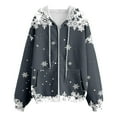 thumbnail image 6 of Women's Hoodies Sweatshirts Women's Christmas Printed Hoodie With Casual Loose Zipper Hoodie Navy L, 6 of 7