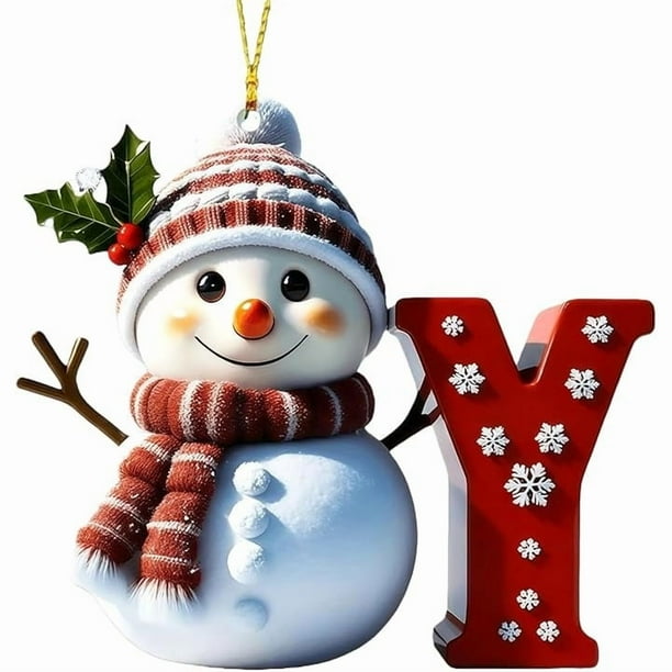 Adornos navideños de muñeco de nieve | Juego de 26 letras decorativas para una decoración navideña personalizada | Colgantes para interiores para el hogar, la oficina y fiestas