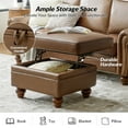 thumbnail image 4 of 27" Square Ottoman Coffee Table Faux Leather Lift Top Storage Footrest Stool Bedroom Living Room Brown, 4 of 7