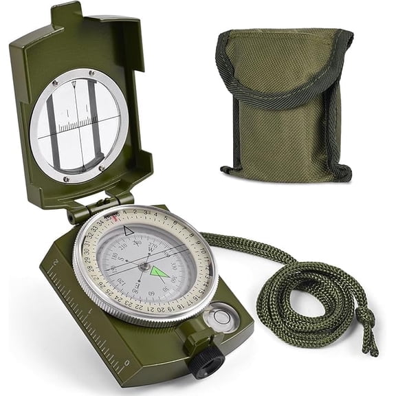 TAETOE Orienteering Compass with Strap and Carrying Case, Green