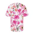 thumbnail image 3 of Camiseta de Cuello Redondo de Manga Corta con Impresión Floral para las Mujeres, Blusa de Poliéster Suave de Estilo de Vacaciones para el Uso Diario de Primavera Y Otoño, 3 of 8