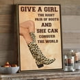 thumbnail image 3 of Give a Girl the Right Pair of Boots Canvas Wall Art – Western Cowgirl Quote Print – Motivational Wall Decor for Women – Rustic Country Style – Bedroom, Office, or Cowgirl Room Gift, 3 of 4