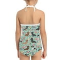 thumbnail image 3 of SEANATIVE Kids One Piece Swimwear for Girls Size 3-4 T Comfortable Lace Up Bathing Suit Casual Dachshund Flowers Girls Bikini Swimsuit, 3 of 5