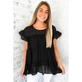 thumbnail image 2 of Hauts pour Femmes Décontractés Manches Courtes à Volants Blouse Tunique Ample, 2 of 3