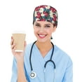 thumbnail image 5 of Scrub Caps Women Men, Beautiful flower Adjustable Working Caps, Turban Hat Cleaning Working Cap with Sweatband, Elastic Bandage Tie Back Nurse Cap, 5 of 5