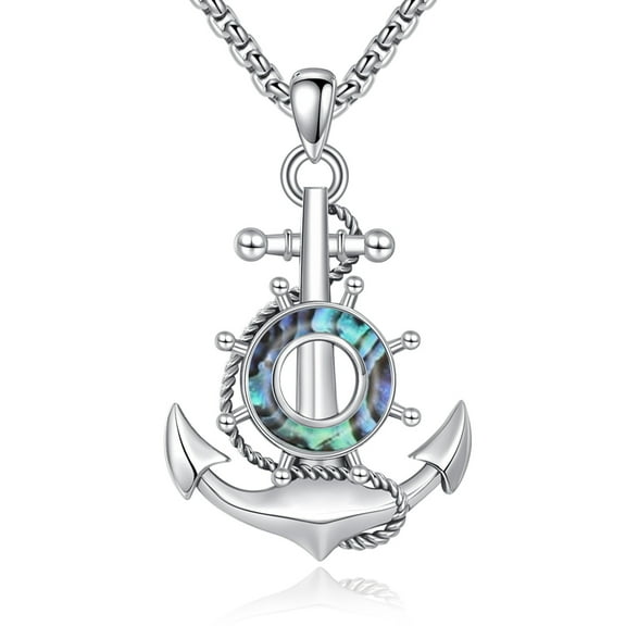 Anchor Necklace 925 Sterling Silver Vintage Navy Rope Anchor Pendant Nautical Marine Charm Jewelry for Women Men