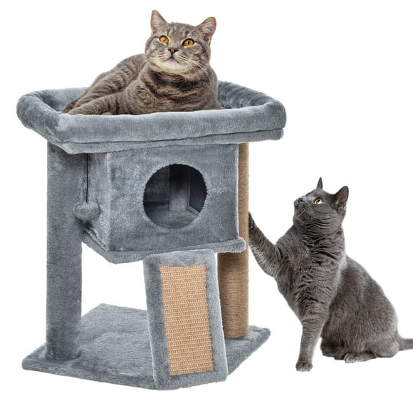 PawHut Cat Tree, Small Cat Tower with Perch, Scratching Post, Cat Condo