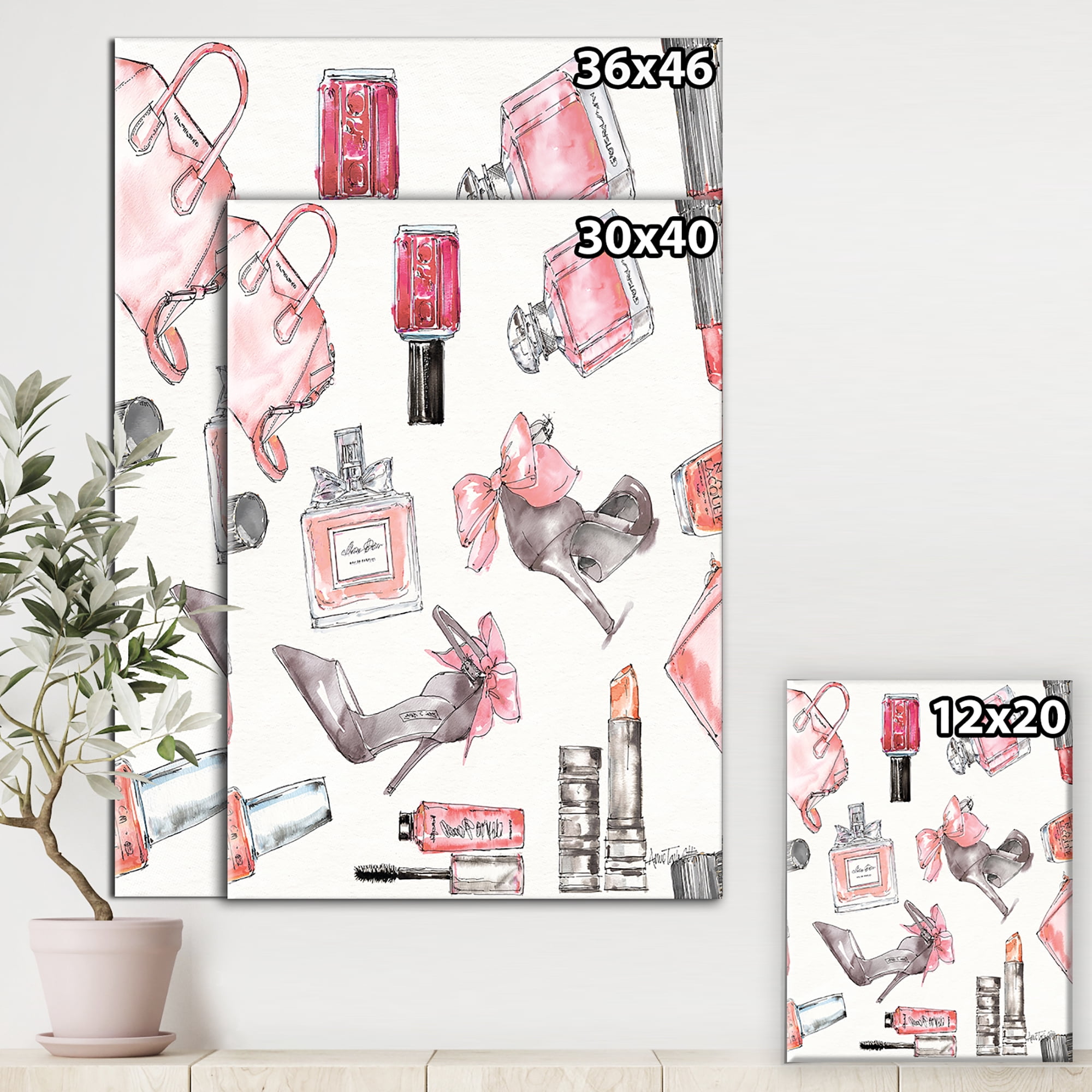 Designart 'Glam Chic Accents Pattern I' Fashion Premium Canvas Wall Art