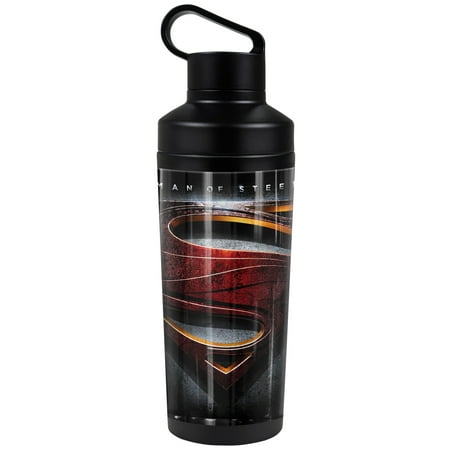 

Man Of Steel - Logo Official Large Shield 18 oz Insulated Water Bottle Leak Resistant Vacuum Insulated Stainless Steel with 2-in-1 Loop Cap
