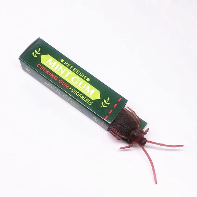 Riforla Cockroach Prank Chewing Gum Prank Cockroach Head Toy Gadgets Inserted Prank with Packaging Realistic Pull Trick Novel Adult Funny ' Day Party Novelty funny toy Brown