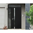 thumbnail image 4 of Front Exterior Prehung Steel Door / Cynex 6777 Black / Side and Top Exterior Window / Stainless Inserts Single Modern Painted-W32+14" x H80+16"-Right-hand Outswing, 4 of 7
