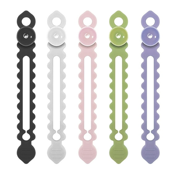 Reusable Silicone Cable Ties with Suction Cups 12 Pack,Elastic Cord Organizers for Wires,Cables,Headphones,Household Items,12cm x 1.5cm,Multi Color Set