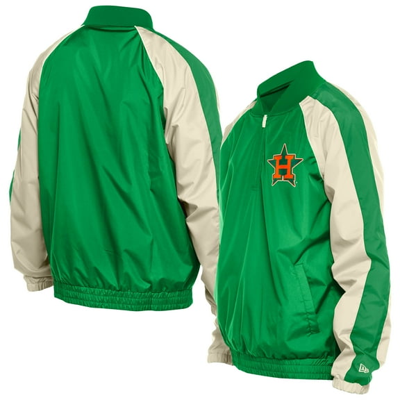 Men's New Era Kelly Green Houston Astros St. Patrick's Day Ripstop Raglan Quarter-Zip Windbreaker