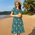 thumbnail image 4 of Disketp Lephants in the Jungle para Vestido de Manga Corta para Mujeres, Vestidos de Verano para Mujeres, Casual y Holgado para la Playa, 4 of 6