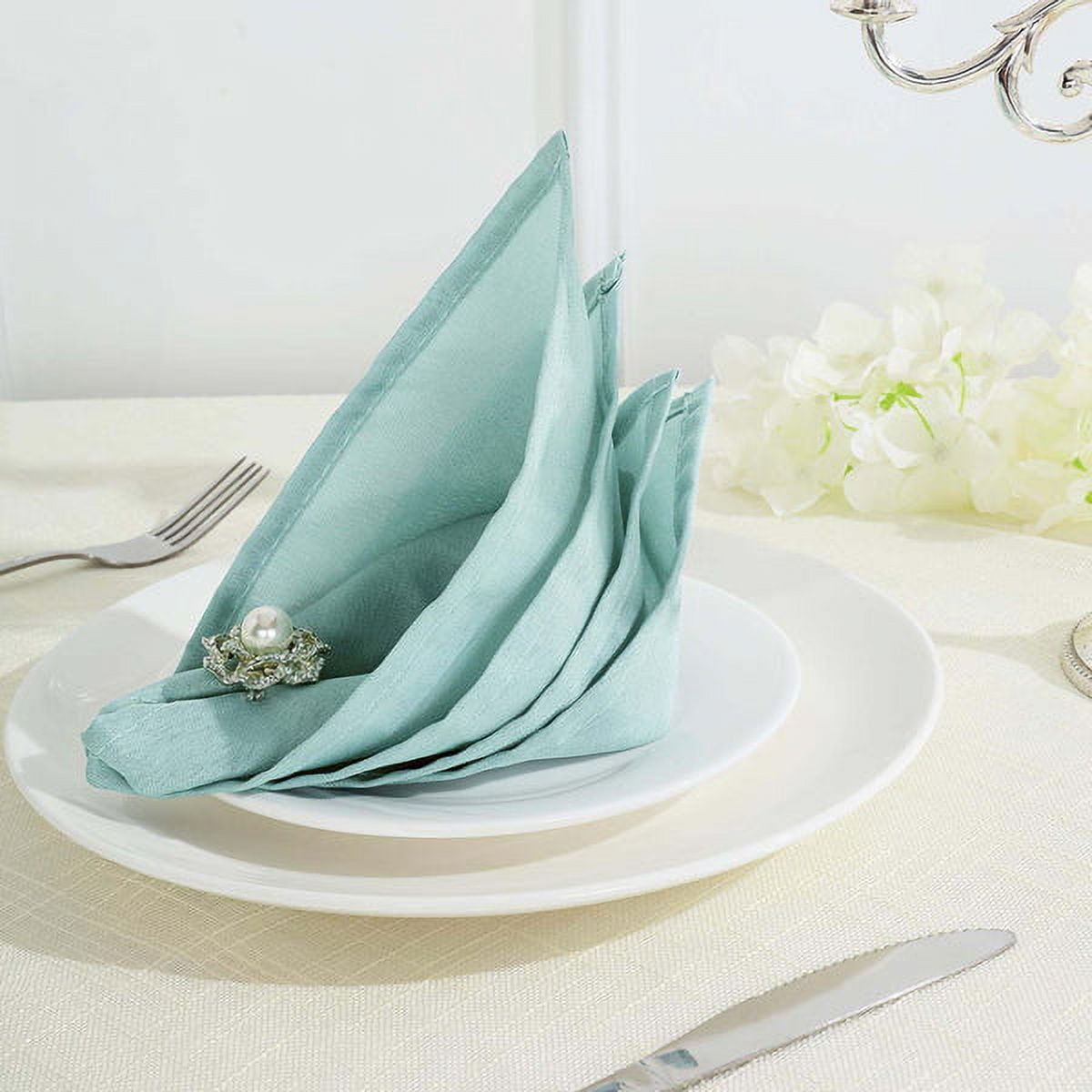 Efavormart Pack of 5 Dusty Blue Premium 17 x 17 Washable Polyester Napkins  Great for Wedding Party Restaurant Dinner Parties 