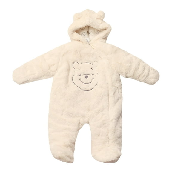 Disney Clothes Baby Boys Hooded Pram Suit – Fleece Footed Onesie with Ears, Winnie the Pooh Outfit (0/3M–6/9M)