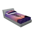 thumbnail image 2 of Ambesonne Tree Fitted Sheet & Pillow Sham Set, Oak Sunset Winter Time, Twinxl, Purple Peach, 2 of 2