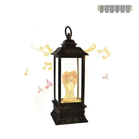 

Musical Snow Globe Lantern with Timer Lighted USB Lined /Battery Operated Swirling Singing Water Glittering Lantern Snow Globes Lantern for Adults and Kids Christmas Decoration- Angel