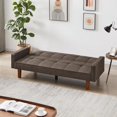 thumbnail image 6 of Brown Linen Sofa Bed, Convertible Sleeper Sofa with Arms, Solid Wood Feet and Plastic Centre Legs, 6 of 6