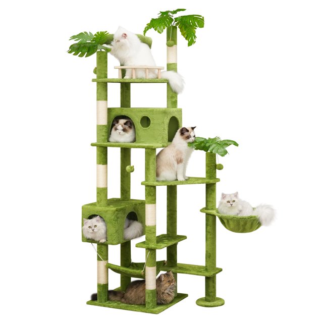 Torre para Gatos Meecal de 195 cm para Gatos Grandes con Poste Rascador y Hamacas