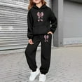 thumbnail image 5 of Tween Girls Animal Print Hooded Sweatshirt Jogger With Bow Detail Two Piece Outfit Kids Sets Clothes, 5 of 6