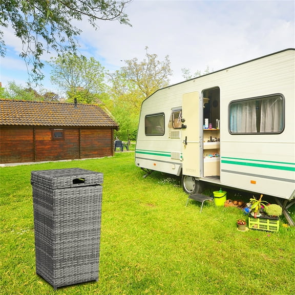 Barara King With Top Cover Iron Frame Rattan Trash, Locker Can Gary Gradient，Storage Box, Shelf Storage Basket