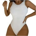thumbnail image 2 of Nuoqisi Womens Ribbed High Cut Swimsuits Tie Back Tummy Control One Piece Bathing Suits Solid Slimming Full Coverage Swimwear, 2 of 8