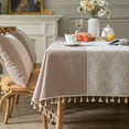 thumbnail image 4 of Enova Home High Quality Tablecloth with Tassels, Thick Rectangle Cotton and Linen Table Cover for Dining Kitchen Decoration (Brown, 54" x 78" ), 4 of 6