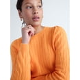 thumbnail image 4 of Free Assembly Women's and Women's Plus Cashmere Cable Knit Sweater with Puff Sleeves, Midweight, Sizes XS-4X, 4 of 5